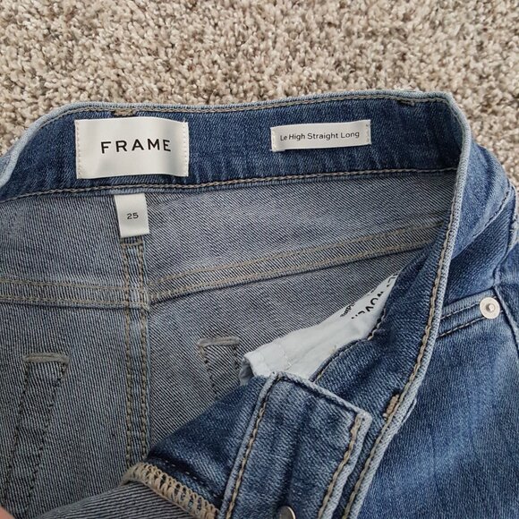 NWOT FRAME Le High Straight Leg Long in Daphne Blue 25 SUPER STRETCH - Picture 13 of 16